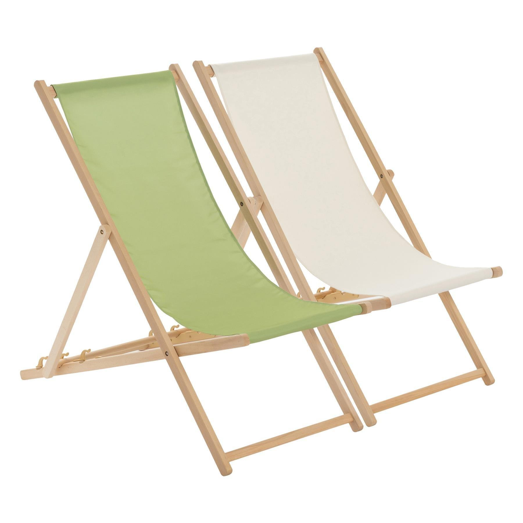 Folding Wooden Deck Chairs Lime Green/Natural Pack of 2 - image 1