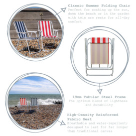 Folding Metal Beach Chairs Blue/Red Stripe Pack of 2 - thumbnail 2