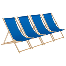 Folding Wooden Deck Chairs Blue Pack of 4 - thumbnail 1