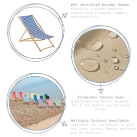 Folding Wooden Deck Chairs Blue Pack of 4 - thumbnail 2