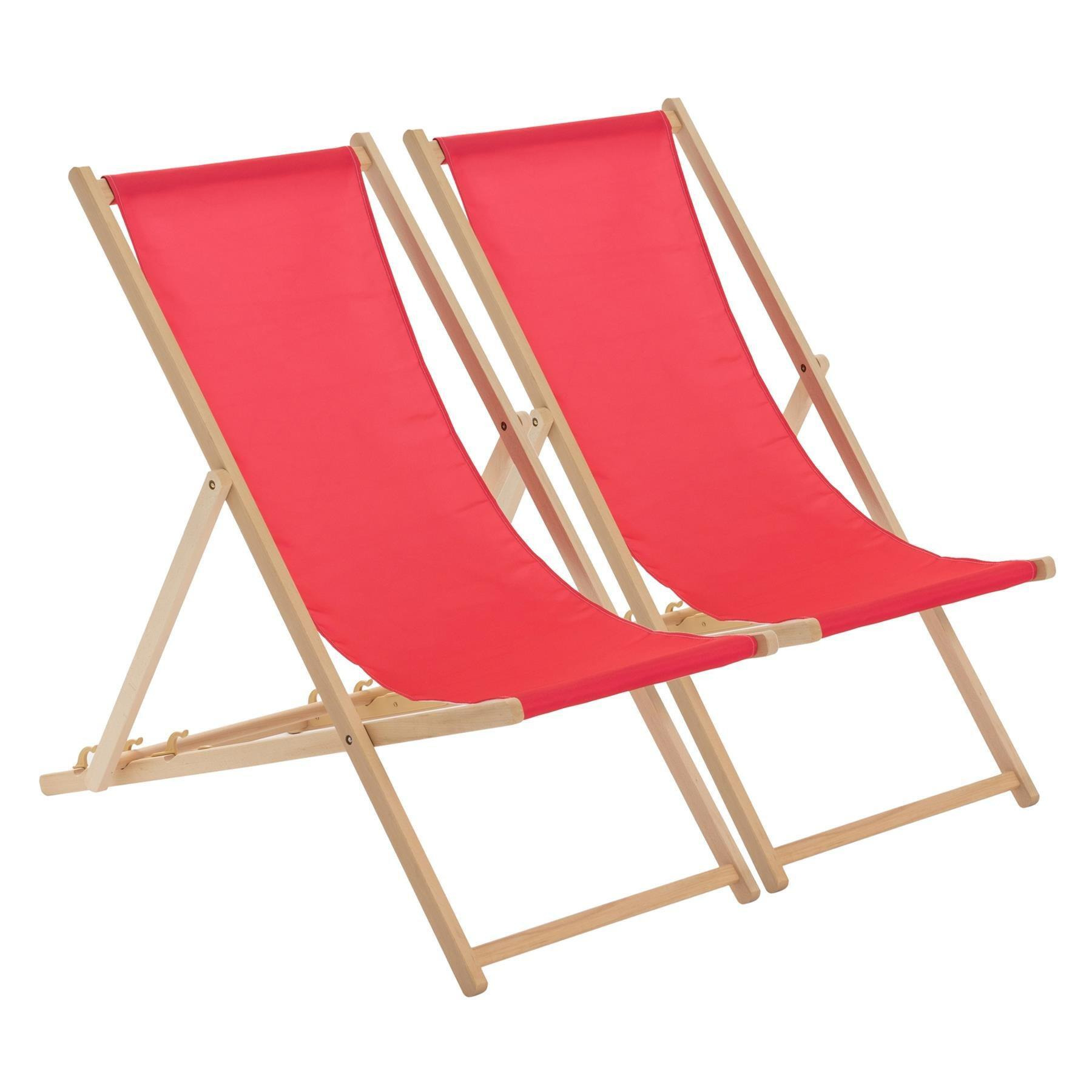 Folding Wooden Deck Chairs Pink Pack of 2 - image 1