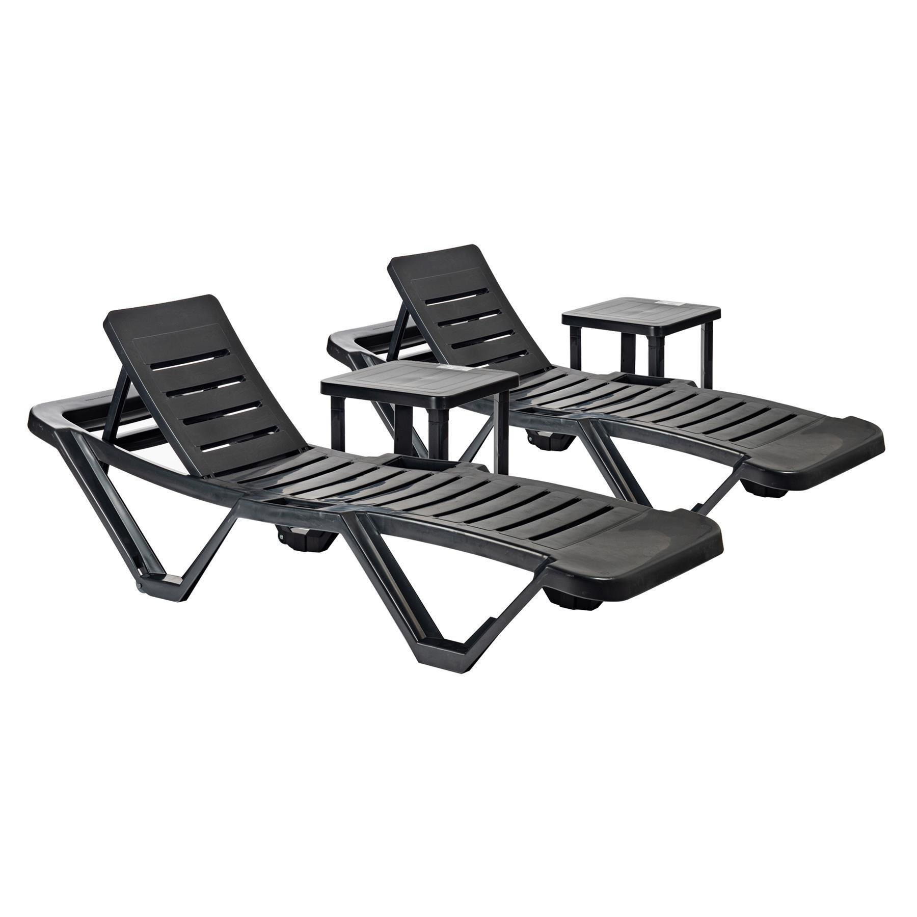 4 Piece Master Sun Loungers & Side Tables Set - image 1