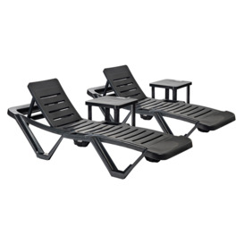 4 Piece Master Sun Loungers & Side Tables Set