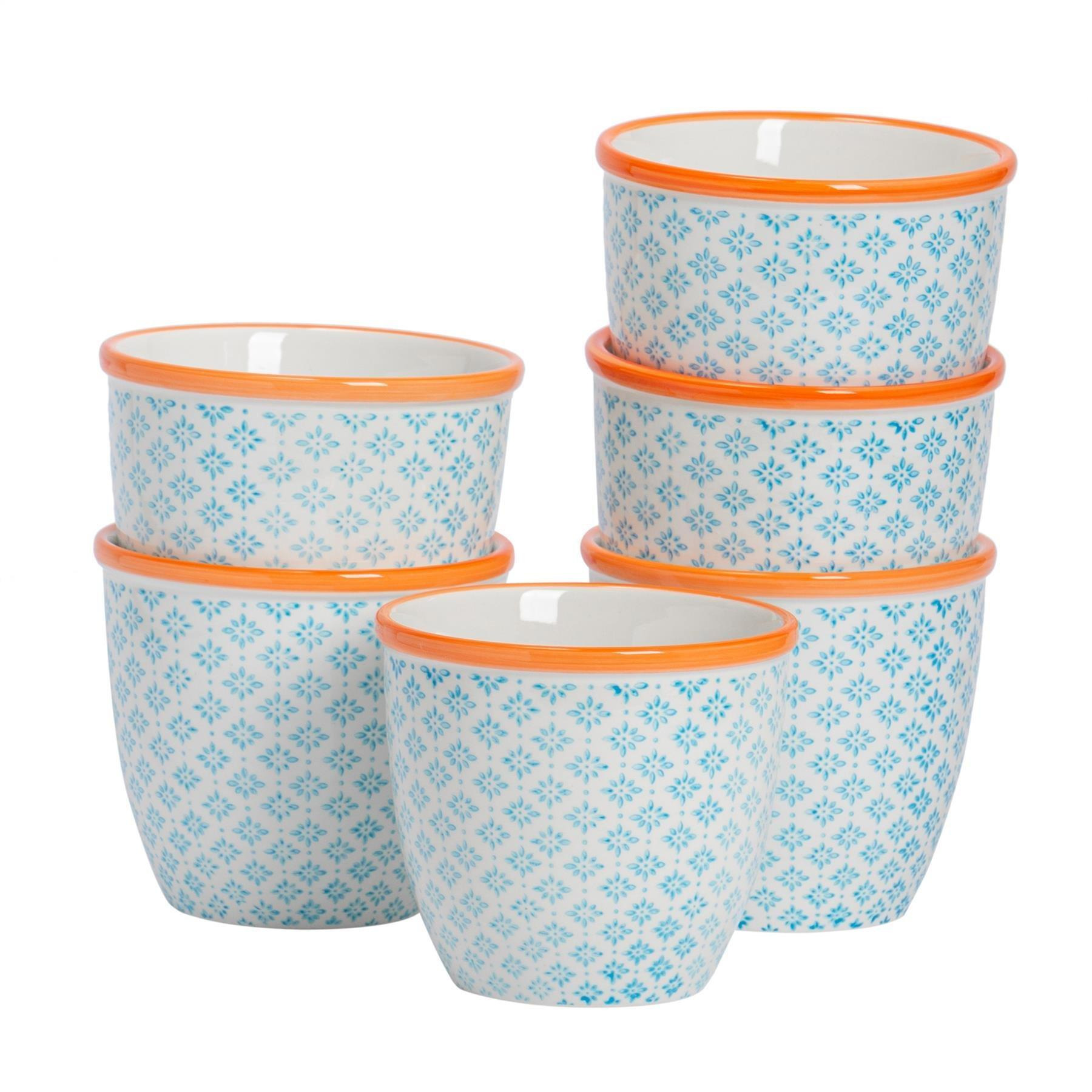 Hand-Printed Plant Pots 14cm Pack of 6 - image 1