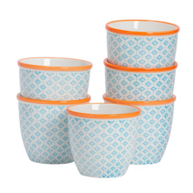 Hand-Printed Plant Pots 14cm Pack of 6 - thumbnail 1