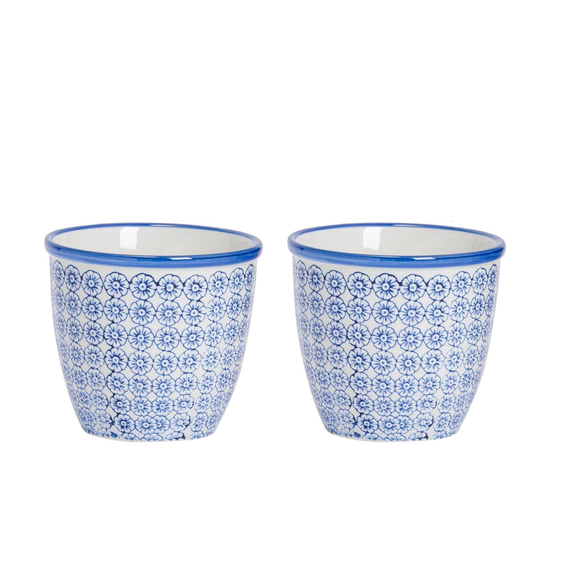 Hand-Printed Plant Pots 14cm Pack of 2 - image 1