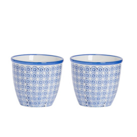 Hand-Printed Plant Pots 14cm Pack of 2 - thumbnail 1