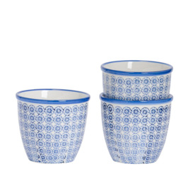Hand-Printed Plant Pots 14cm Pack of 3 - thumbnail 1