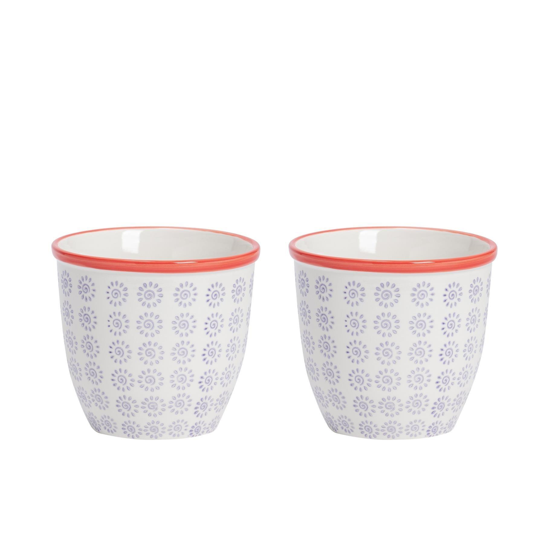 Hand-Printed Plant Pots 14cm Pack of 2 - image 1