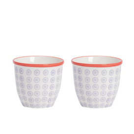 Hand-Printed Plant Pots 14cm Pack of 2 - thumbnail 1