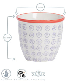 Hand-Printed Plant Pots 14cm Pack of 2 - thumbnail 3