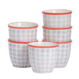 Hand-Printed Plant Pots 14cm Pack of 6