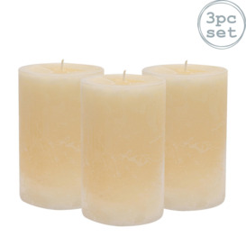 Round Vanilla Pillar Candles 110 Hours Cream Pack of 3