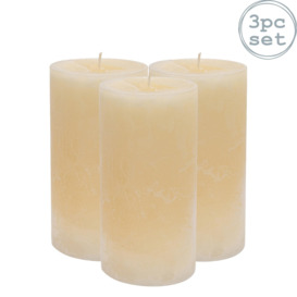 Round Vanilla Pillar Candles 140 Hours Cream Pack of 3