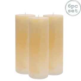 Round Vanilla Pillar Candles 215 Hours Cream Pack of 6