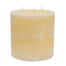 Round 3 Wick Vanilla Pillar Candle 130 Hours Ivory