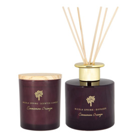Scented Candle & Reed Diffuser Set 130g Cinnamon & Orange