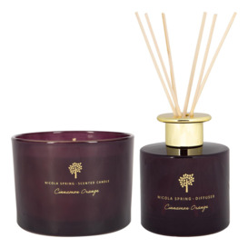 Scented Candle & Reed Diffuser Set 350g Cinnamon & Orange