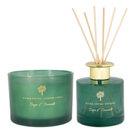Scented Candle & Reed Diffuser Set 350g Sage & Seasalt - thumbnail 1