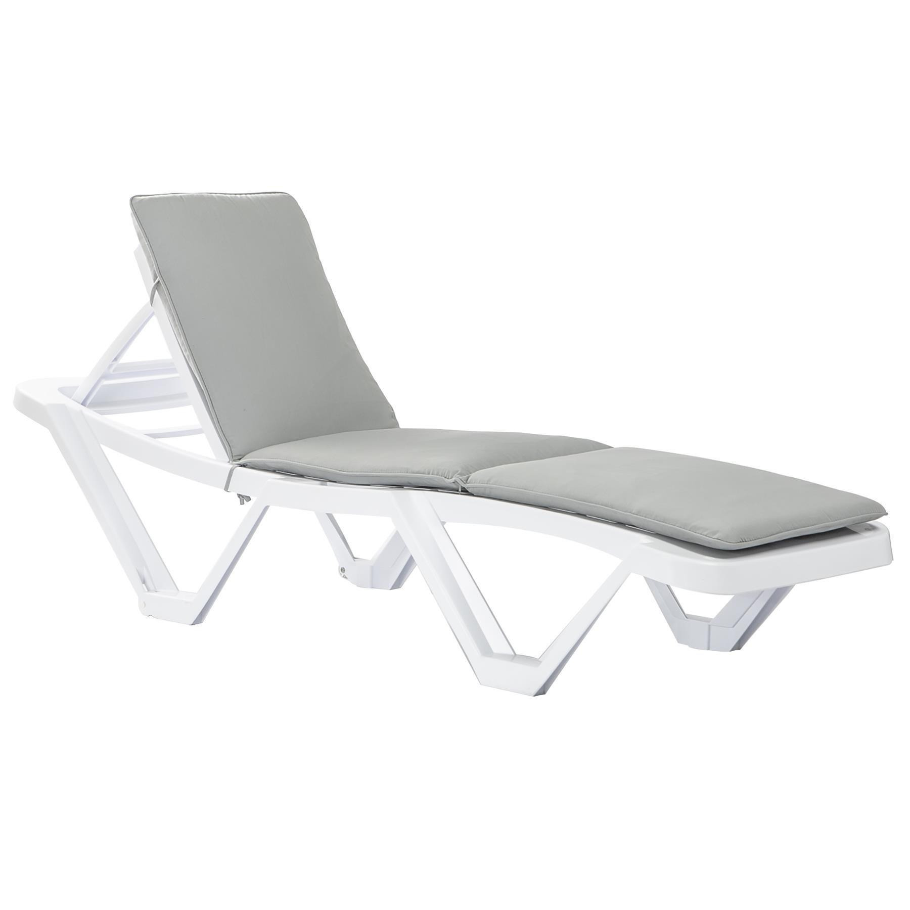 Master Sun Lounger & Cushion Set White/Grey - image 1