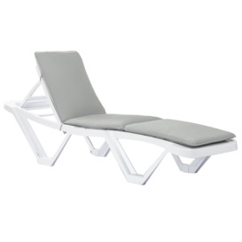 Master Sun Lounger & Cushion Set White/Grey