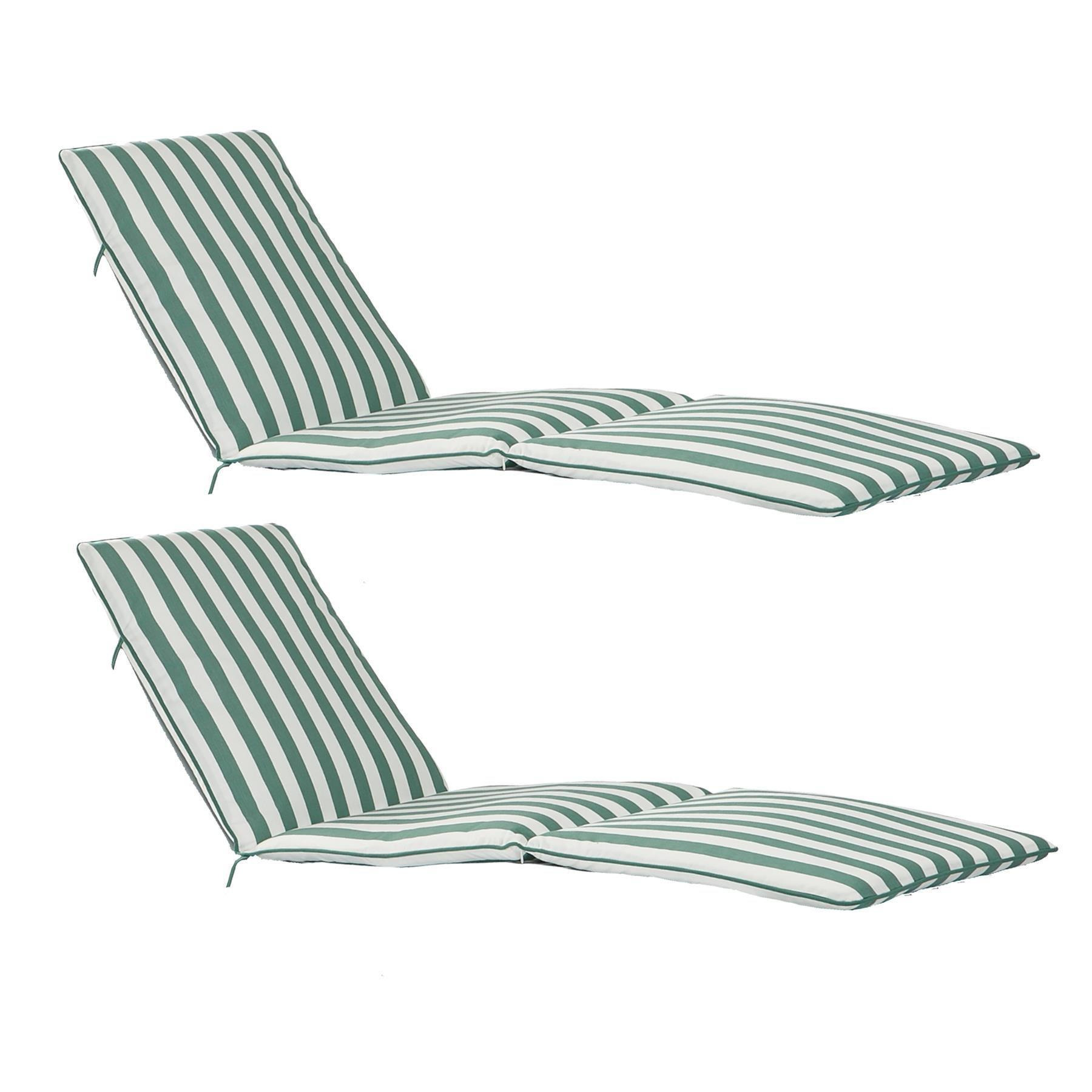 Master Sun Lounger Cushions Green Stripe Pack of 2 - image 1