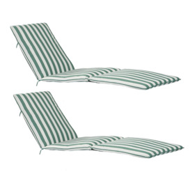 Master Sun Lounger Cushions Green Stripe Pack of 2