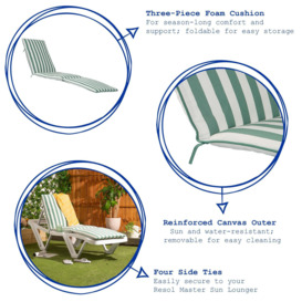 Master Sun Lounger Cushions Green Stripe Pack of 2 - thumbnail 3
