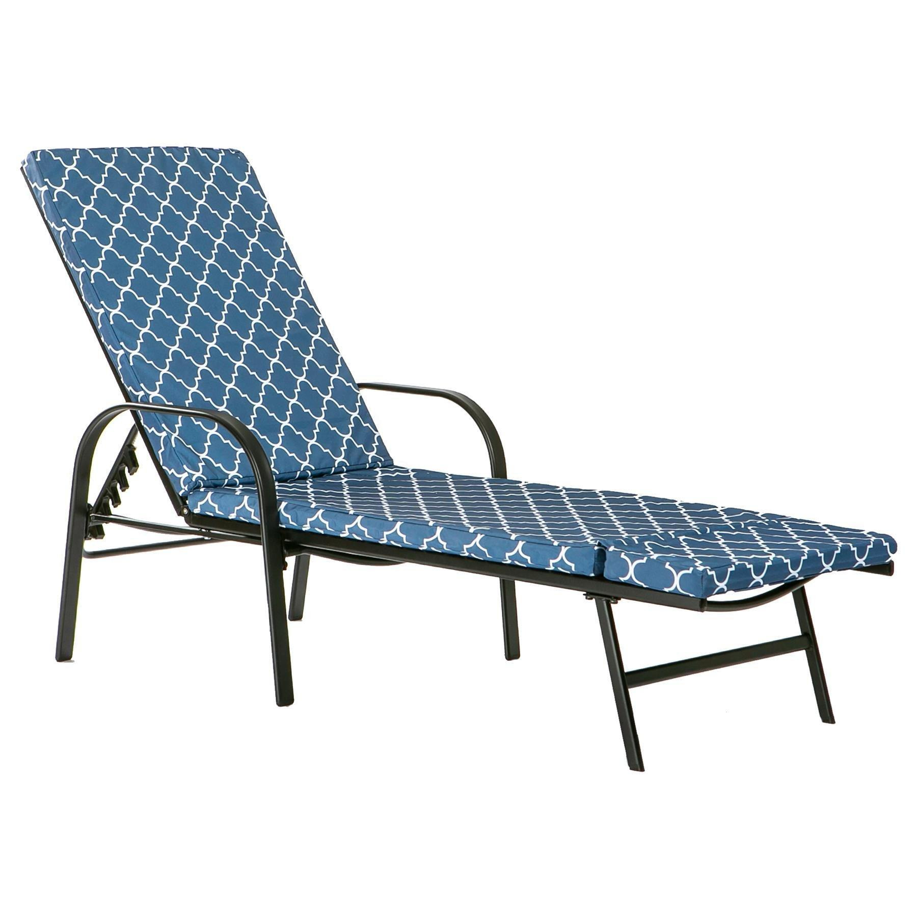 Sussex Sun Lounger & Cushion Set Black/Navy Moroccan - image 1