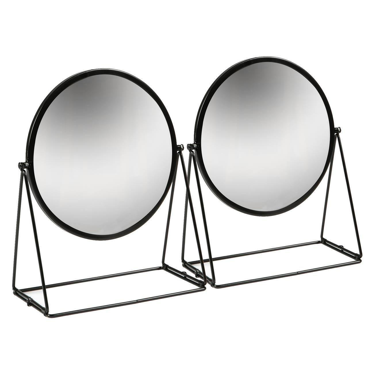 33 x 35cm Round Makeup Mirrors - Black - Pack of 2 - image 1