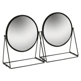 33 x 35cm Round Makeup Mirrors - Black - Pack of 2 - thumbnail 1