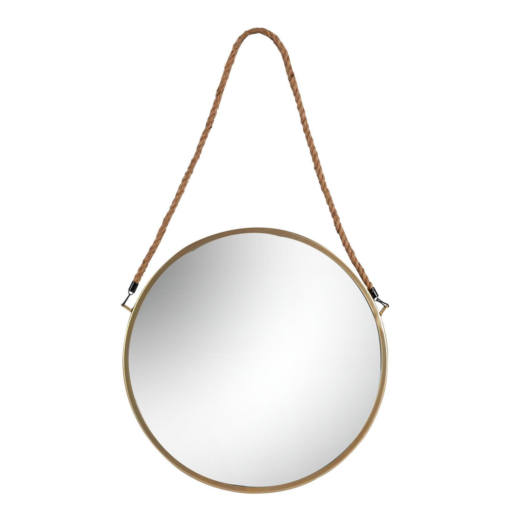 40cm Round Metal Frame Hanging Mirror on Rope Gold - image 1
