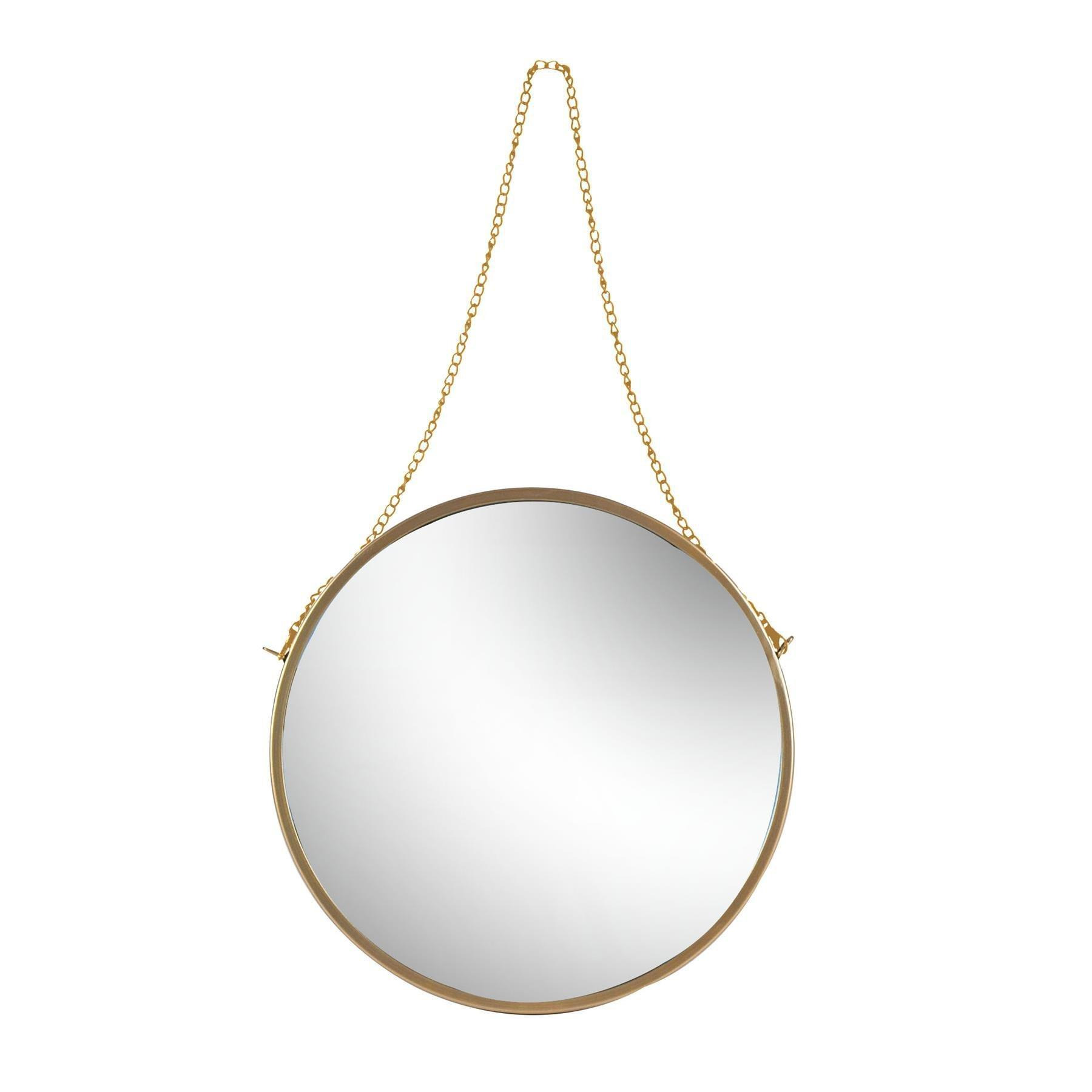 40cm Round Metal Frame Hanging Mirror on Chain Gold/Gold - image 1