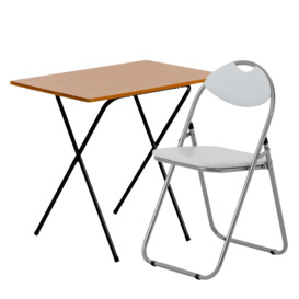 Wooden Folding Desk & Chair Set Natural/White - thumbnail 1