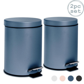Round Bathroom Pedal Bins 3 Litre Pack of 2