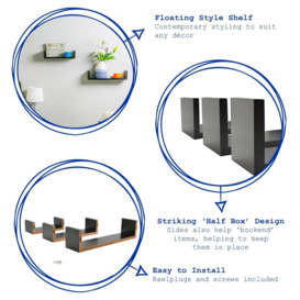 Modern U Shaped Floating Wall Shelves - 42cm - Pack of 3 - thumbnail 2