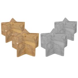 Metallic Star Candles 75 Hours Gold/Silver Pack of 4