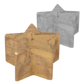 Metallic Star Candles 75 Hours Gold/Silver Pack of 2