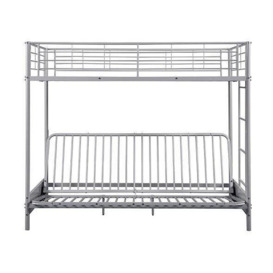 Futon Bunk Bed (With One Futon Mattress) in Silver Metal Finish - thumbnail 2