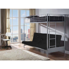 Futon Bunk Bed (With One Futon Mattress) in Silver Metal Finish - thumbnail 1
