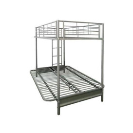 Futon Bunk Bed (With One Futon Mattress) in Silver Metal Finish - thumbnail 3