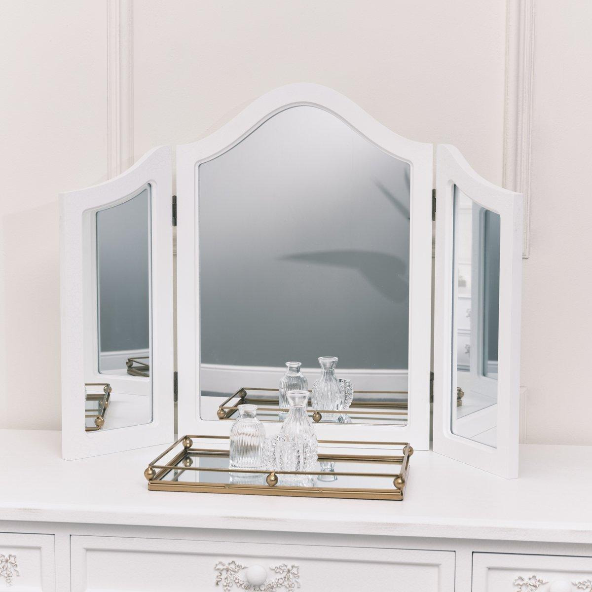 Antique White Triple Dressing Table Mirror - Pays Blanc Range - image 1
