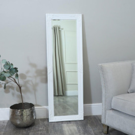 Tall / Long White Ornate Wall / Leaner Mirror 47cm X 142cm - thumbnail 2