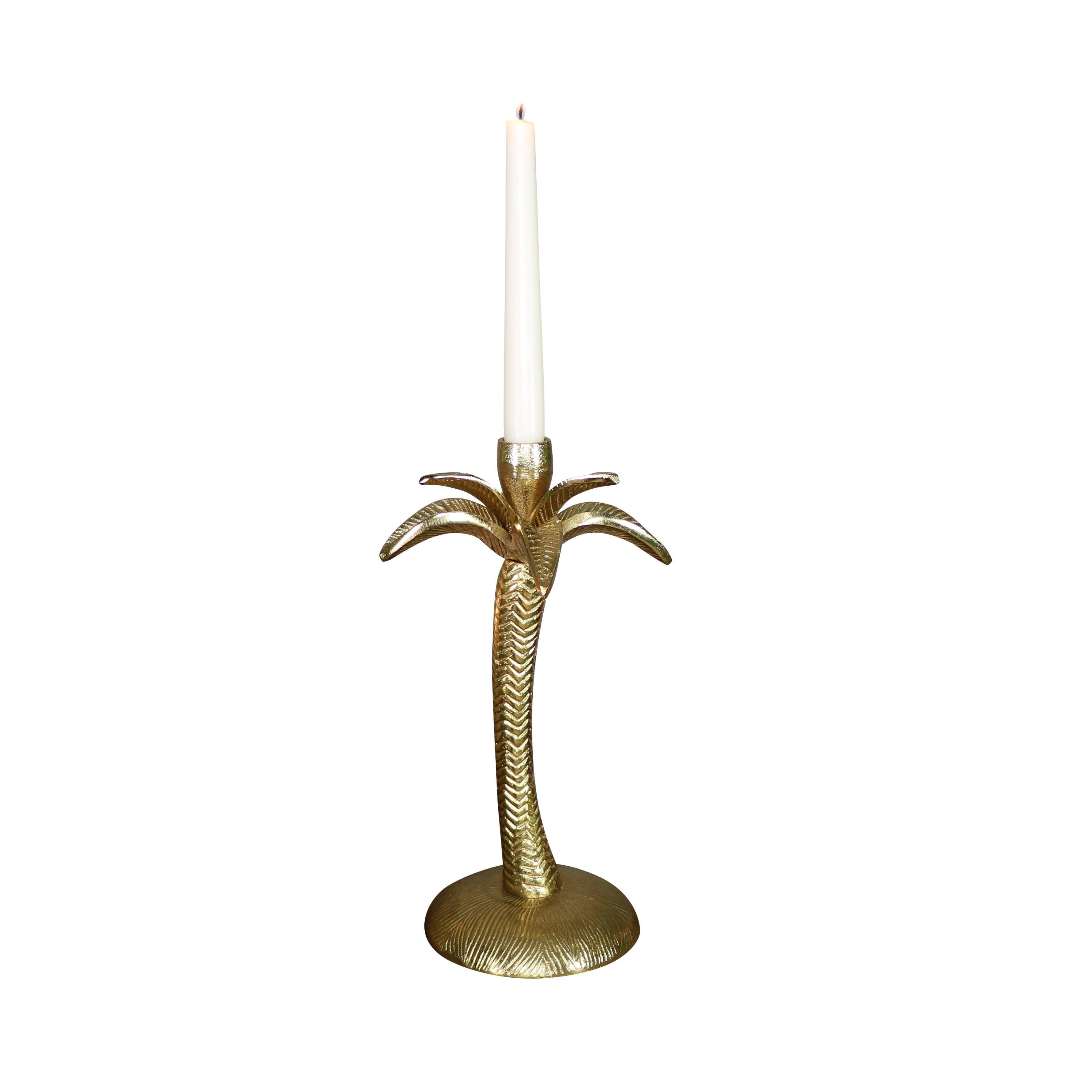 Gold Metal Palm Tree Candle Holder - image 1