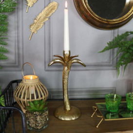 Gold Metal Palm Tree Candle Holder - thumbnail 2