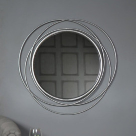 Large Round Antique Silver Swirl Mirror 80cm X 80cm - thumbnail 3