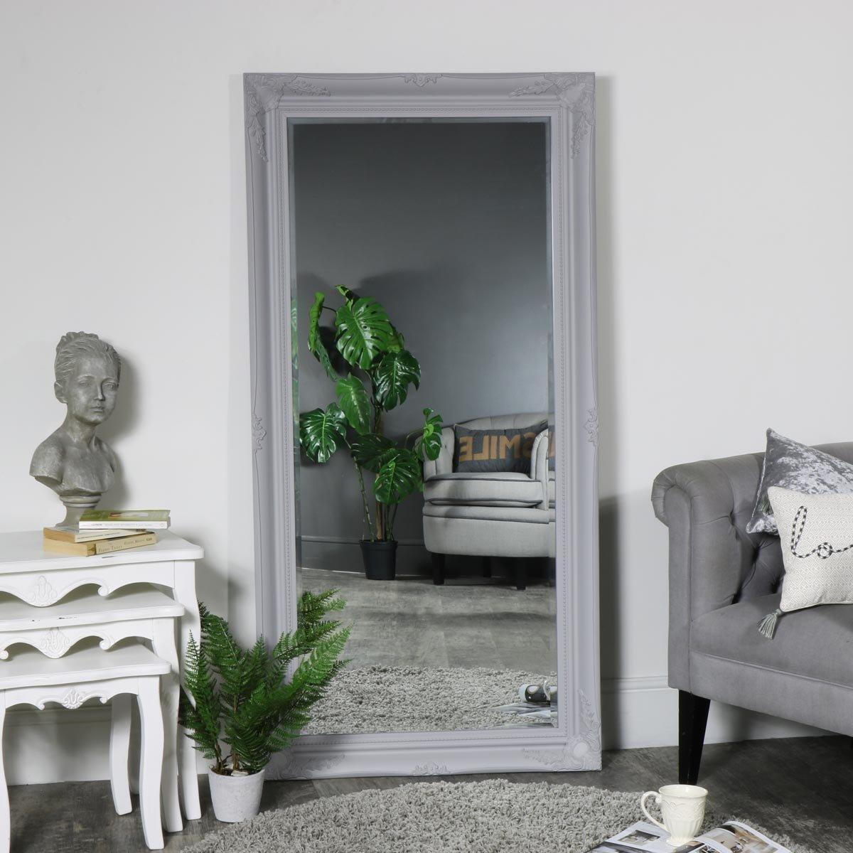 Large Ornate Grey Wall / Floor / Leaner Mirror 158cm X 79cm - image 1