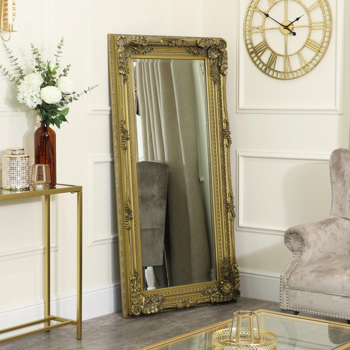 Large Ornate Gold Wall / Leaner Mirror 78cm X 158cm - image 1