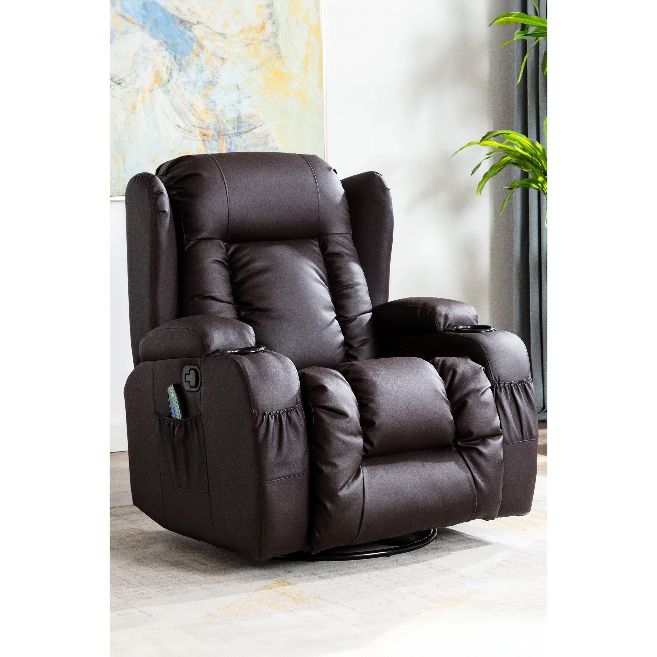 Caesar Bonded Leather Recliner Rocking Swivel Heat & Massage Chair - image 1