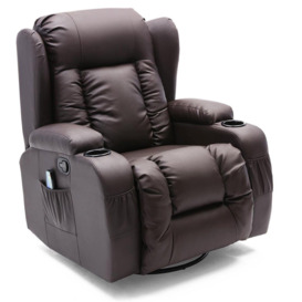 Caesar Bonded Leather Recliner Rocking Swivel Heat & Massage Chair - thumbnail 2